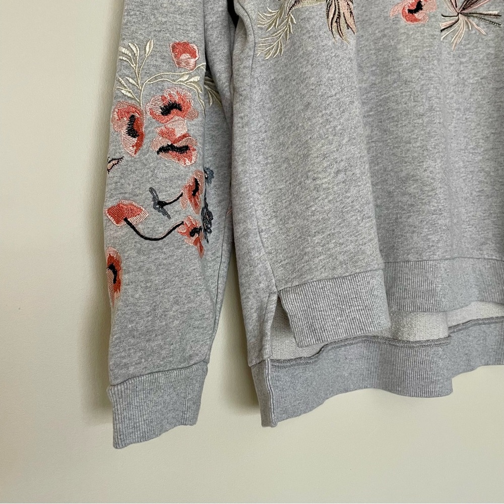 All Saints Margot Floral Embroidered Sweatshirt Medium Gray Pink Blue - Picture 4 of 13